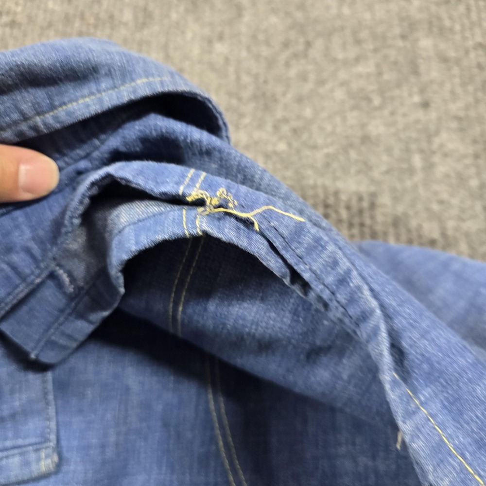 Montgomery Ward Shirt Jacket Blue Denim Snap Front Chambray Long Sleeve - Picture 9 of 10